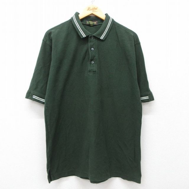XL★古着 半袖 ポロ シャツ メンズ 90年代 90s 鹿の子 コットン 緑 グリーン 25may29 中古 トップス