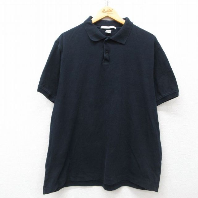XL★古着 ペリーエリス 半袖 ポロ シャツ メンズ 90年代 90s 大きいサイズ コットン 黒 ブラック 25may29 中古 トップス