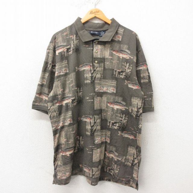 【50%OFF】ピューリタン 00s 半袖ポロシャツ 魚 グリーン XL | 古着