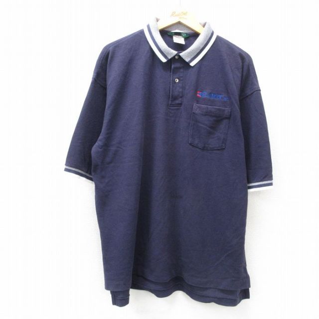 【50%OFF】00s 半袖ポロシャツ FLAMEX ネイビー XL | 古着