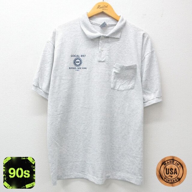 90s 半袖ポロシャツ 霜降り グレー XL | 古着