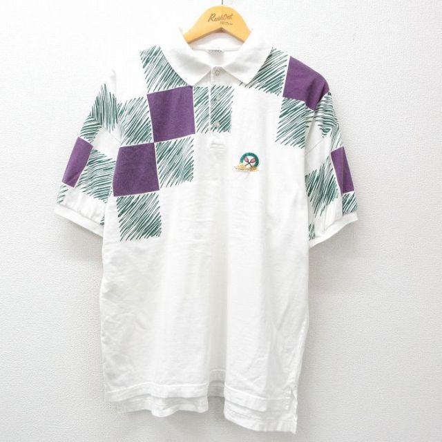 【50%OFF】90s 半袖ポロシャツ テニス ホワイト XL | 古着