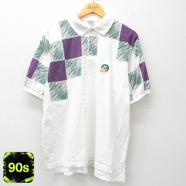 90s 半袖ポロシャツ テニス ホワイト XL | 古着