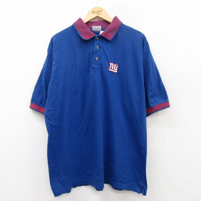 【20%OFF】XL★古着 半袖 ポロ シャツ メンズ 00年代 00s NFL ニューヨークジャイアンツ 大きいサイズ コットン 紺他 ネイビー アメフト スーパーボウル 25jun05 中古 トップス