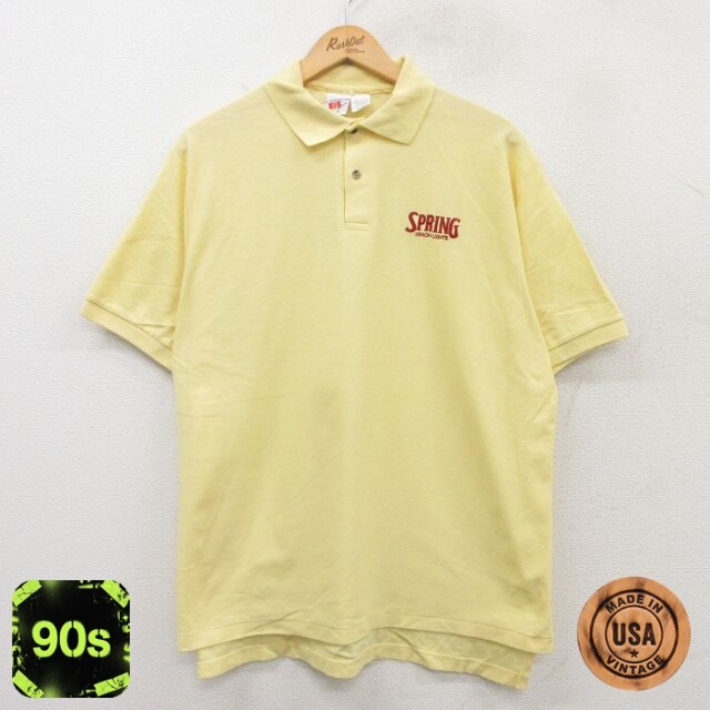 90s 半袖ポロシャツ SPRING イエロー XL | 古着