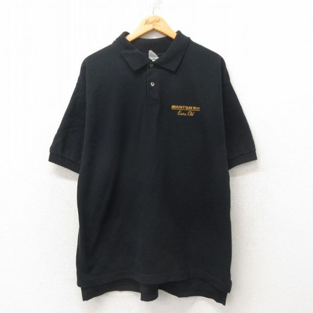 XL★古着 フルーツオブザルーム 半袖 ポロ シャツ メンズ 00年代 00s MOUNTGAY 鹿の子 コットン 黒 ブラック 25jun05 中古 トップス