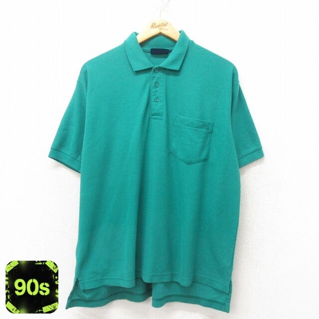 タウンクラフト 90s 半袖ポロシャツ ブルーグリーン XL | 古着
