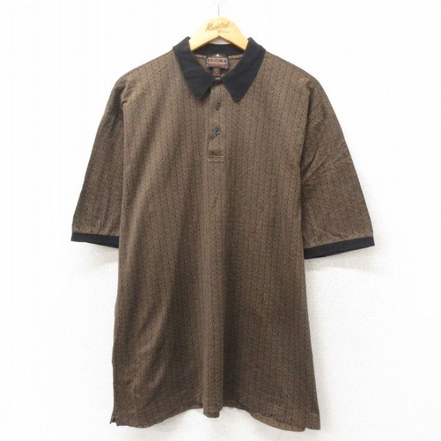 XL★古着 半袖 ポロ シャツ メンズ 00年代 00s コットン イタリア製 こげ茶 ブラウン 25jun06 中古 トップス