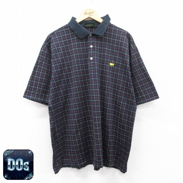 【50%OFF】00s 半袖ポロシャツ ネイビーチェック XL | 古着