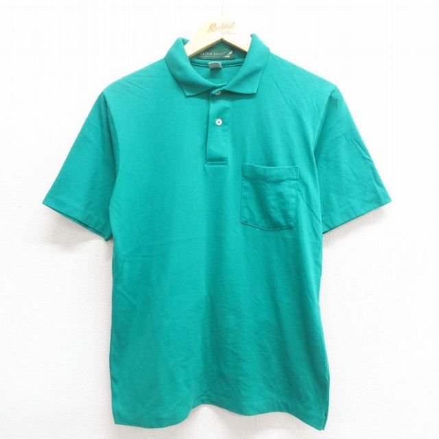 【50%OFF】90s 半袖ポロシャツ 無地 グリーン M | 古着