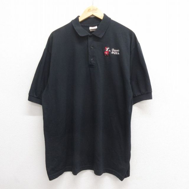 00s 半袖ポロシャツ ピザ ブラック XL | 古着