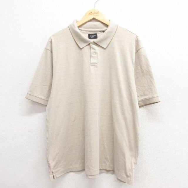 XL★古着 HAGGAR 半袖 ポロ シャツ メンズ 薄ベージュ カーキ 25jun17 中古 トップス