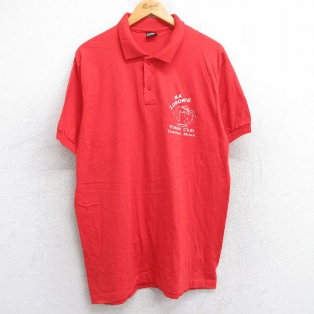 80s 半袖ポロシャツ ZDROWIE レッド L | 古着