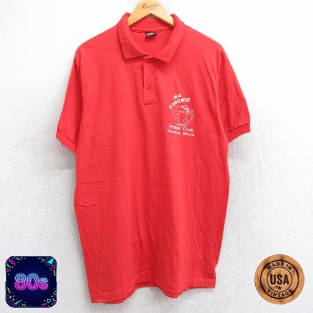 80s 半袖ポロシャツ ZDROWIE レッド L | 古着