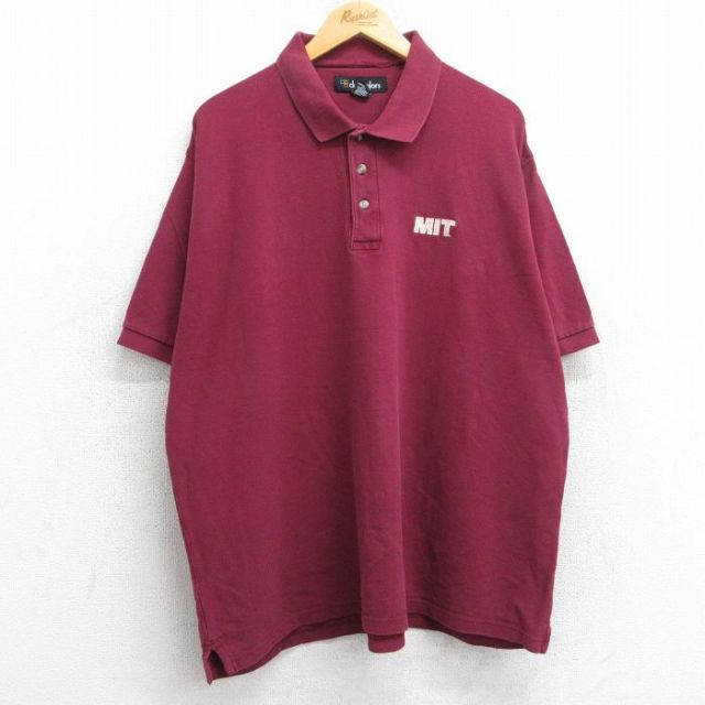 【50%OFF】XL★古着 半袖 ポロ シャツ メンズ MIT 鹿の子 大きいサイズ コットン エンジ 25jun20 中古 トップス
