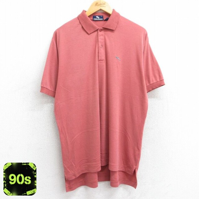 90s 半袖ポロシャツ ワンポイントロゴ ブラウン XL | 古着