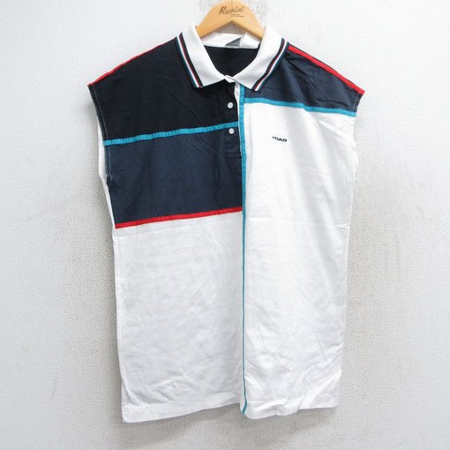 L★古着 ノースリーブ ポロ シャツ メンズ 90年代 90s HEAD コットン 白他 ホワイト 25jun20 中古 半袖 トップス