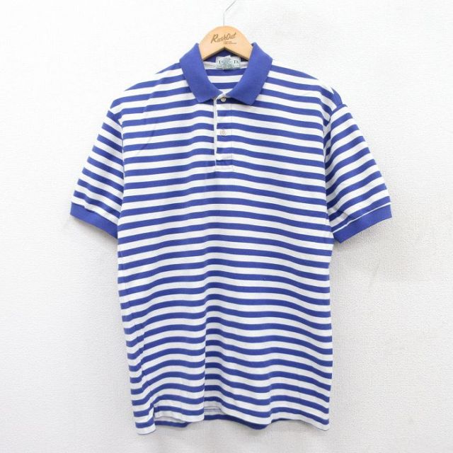 IZOD 90s 半袖ポロシャツ ボーダー ブルー L | 古着