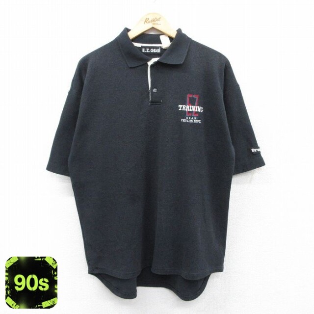 EZGEAR 90s 半袖ポロシャツ TRAINING ブラック XL | 古着
