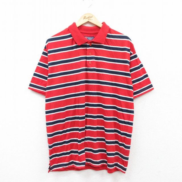 XL★古着 半袖 ポロ シャツ メンズ 赤他 レッド 25jun30 中古 トップス