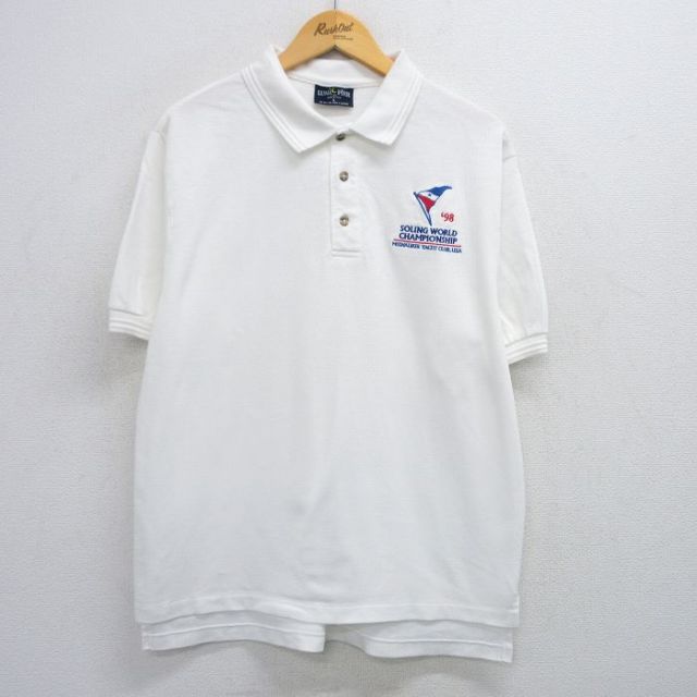 【50%OFF】SOLING WORLD 90s 半袖ポロシャツ ホワイト XL | 古着