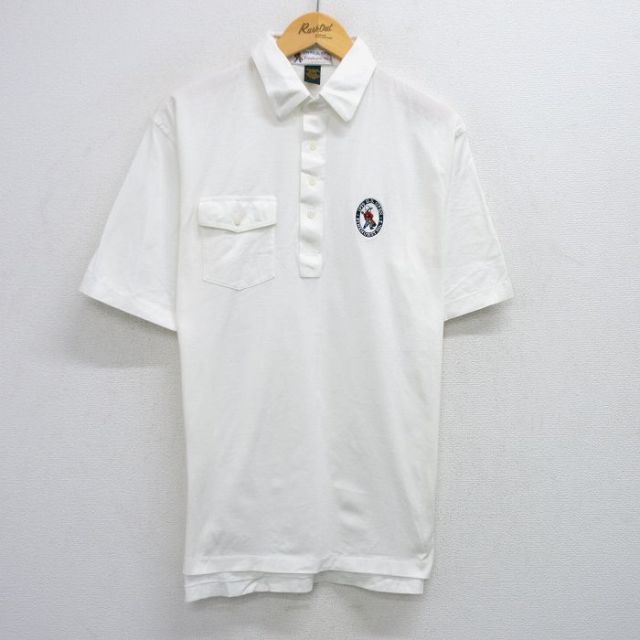 L★古着 半袖 ポロ シャツ メンズ 90年代 90s USオープン ゴルフ コットン 白 ホワイト 25jun30 中古 トップス