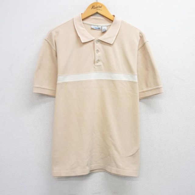 【50%OFF】カーキ半袖ポロシャツ ベージュ XL | 古着