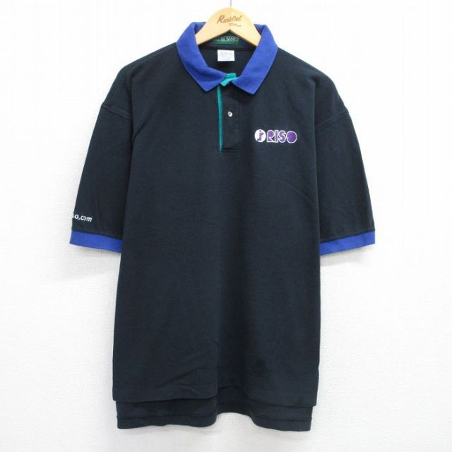 【50%OFF】リソ 00s 半袖ポロシャツ ワンポイント ブラック XL | 古着