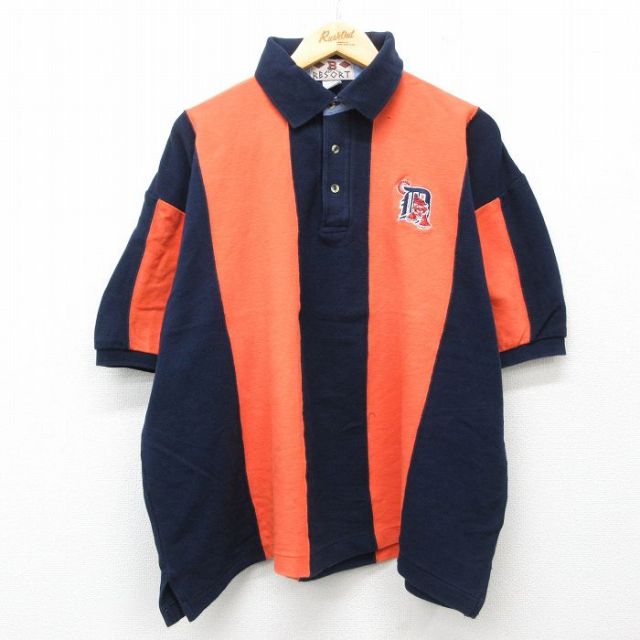 【50%OFF】MLB デトロイトタイガース 00s 半袖ポロシャツ オレンジ XL | 古着