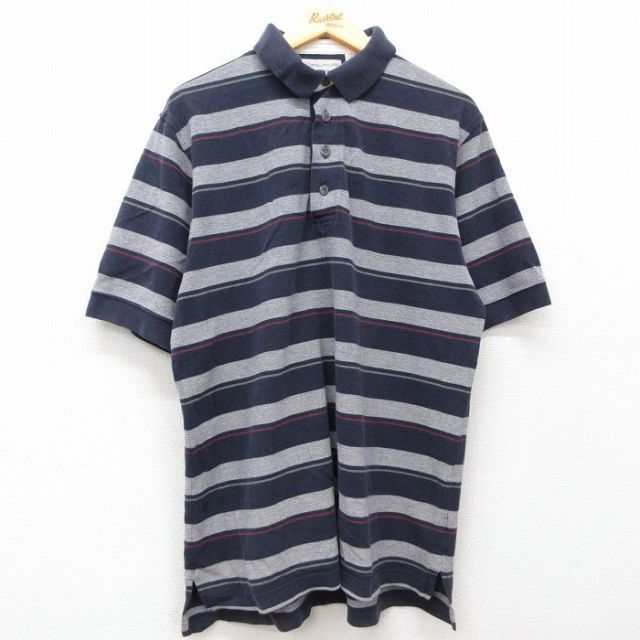 【50%OFF】ポロシャツ 00s 半袖ポロシャツ ネイビーボーダー XL | 古着