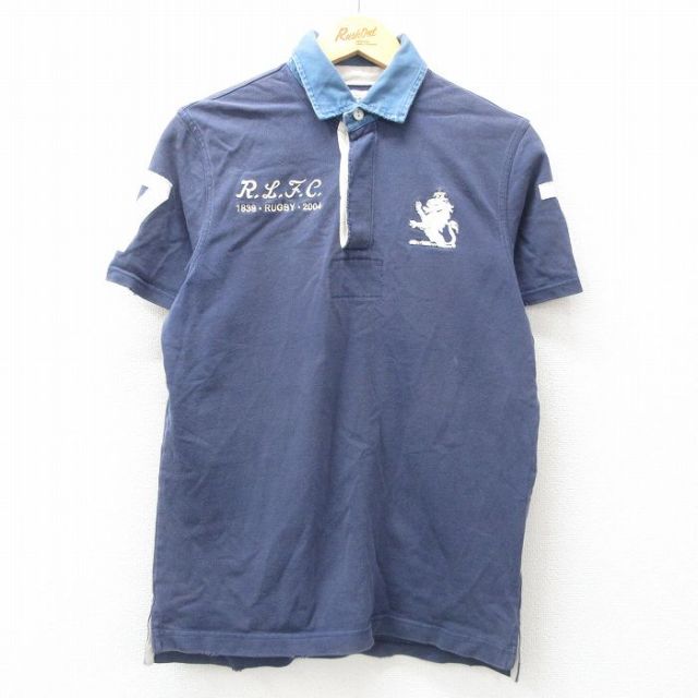 M★古着 ラルフローレン Ralph Lauren 半袖 ブランド ラガー シャツ メンズ 00年代 00s 7 コットン 紺 ネイビー 25jul02 中古 トップス