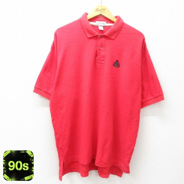 IZOD 90s 半袖ポロシャツ ワンポイントロゴ レッド XL | 古着