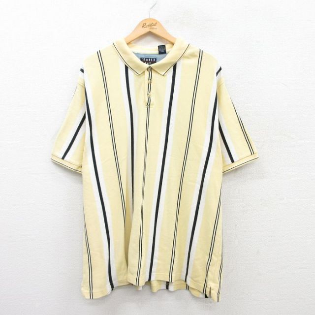 【50%OFF】00s 半袖ポロシャツ イエローストライプ XL | 古着