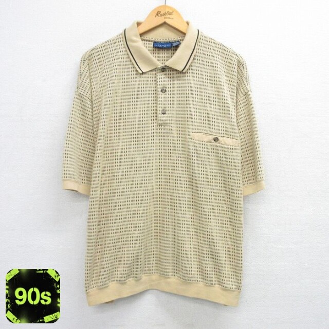 タウンクラフト 90s 半袖ポロシャツ 総柄 イエロー XL | 古着