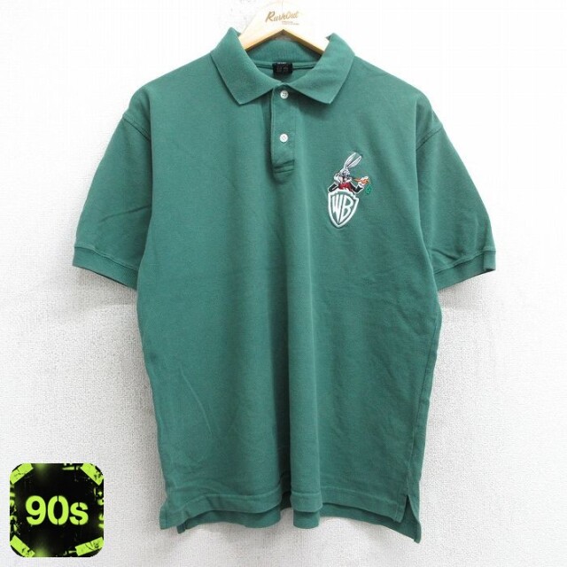 【50%OFF】90s 半袖ポロシャツ バッグスバニー グリーン XL | 古着