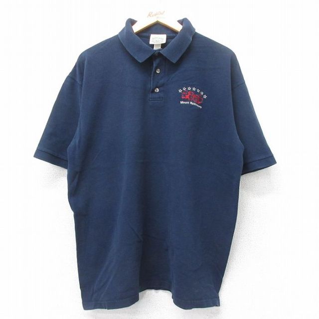 【50%OFF】半袖ポロシャツ ラシュモア山 ネイビー XL | 古着