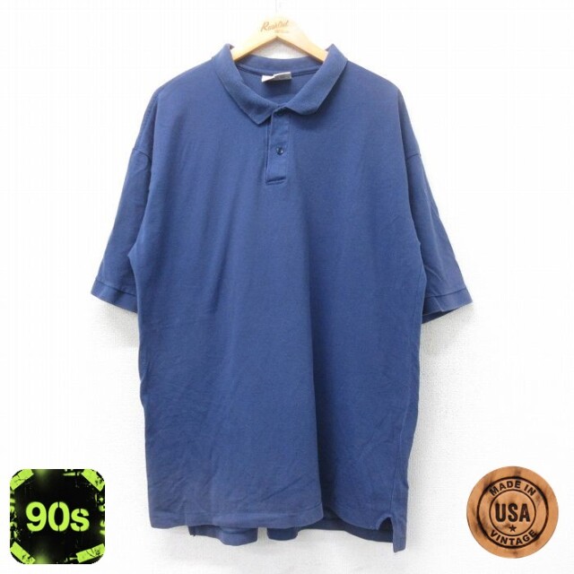 90s 半袖ポロシャツ ネイビー XL | 古着