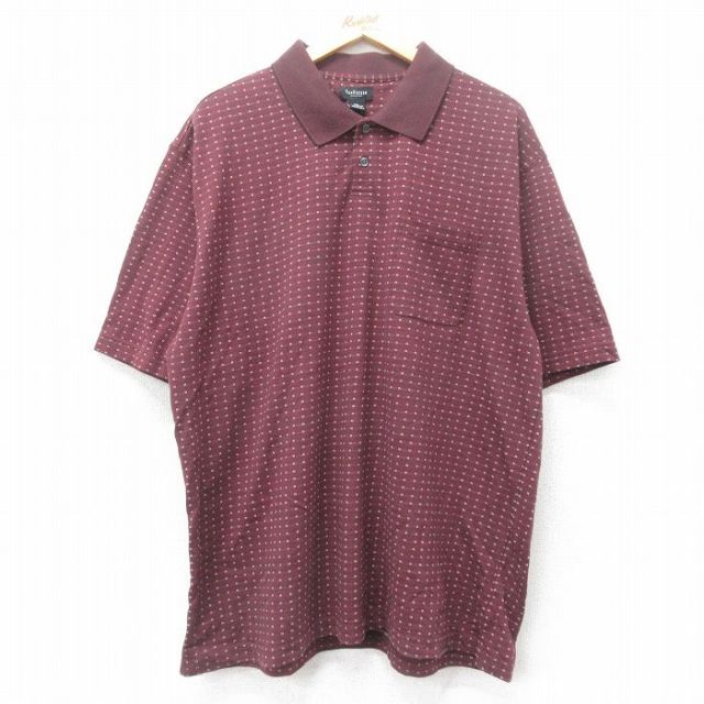 【50%OFF】バンヒューセン 半袖ポロシャツ バーガンディ XL | 古着