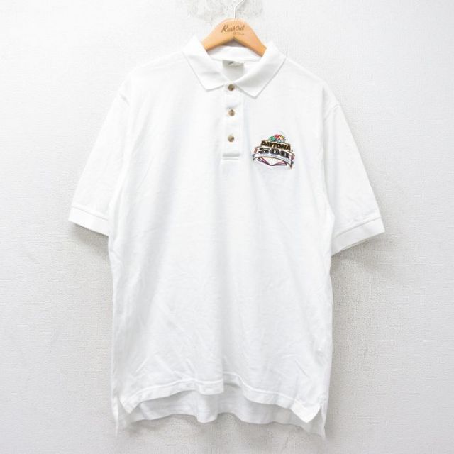 XL★古着 リー Lee 半袖 ポロ シャツ メンズ 00年代 00s DAYTONA 鹿の子 大きいサイズ コットン 白 ホワイト 25jul14 中古 トップス