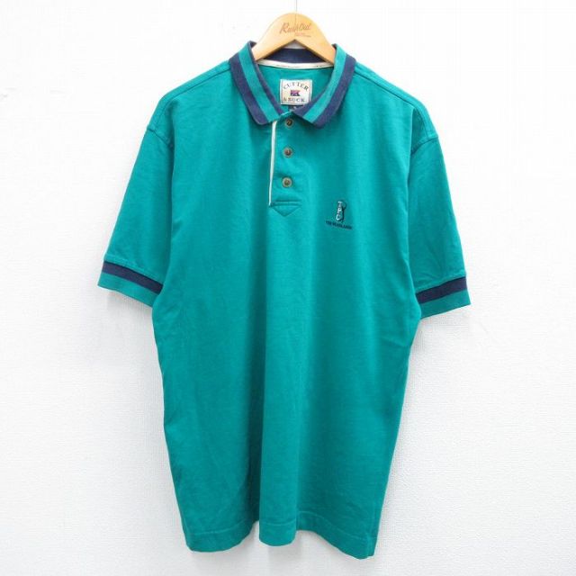 XL★古着 半袖 ポロ シャツ メンズ 00年代 00s TPC ゴルフ コットン 青緑他 25jul14 中古 トップス