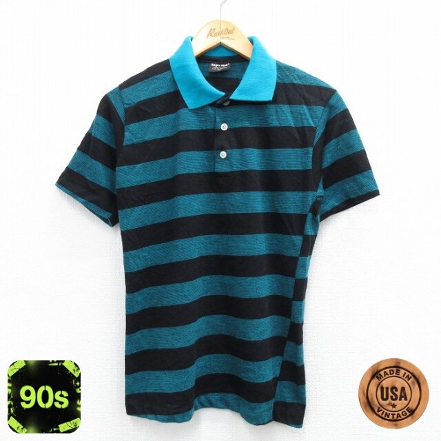 【50%OFF】90s 半袖ポロシャツ ブラックボーダー S | 古着