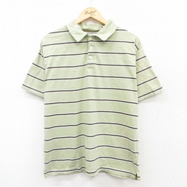 【50%OFF】半袖ポロシャツ グリーンボーダー XL | 古着