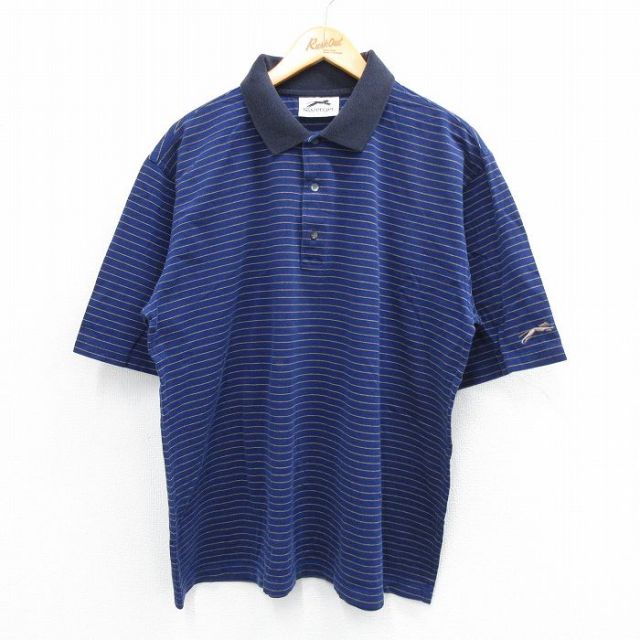 【50%OFF】Slazenger 半袖ポロシャツ ネイビーボーダー XL | 古着