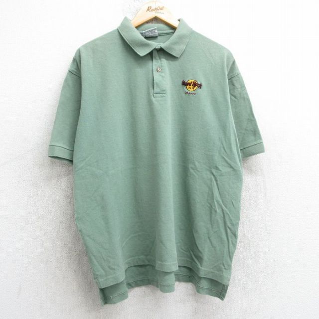 【50%OFF】ハードロックカフェ 90s 半袖ポロシャツ オーランド グリーン XL | 古着