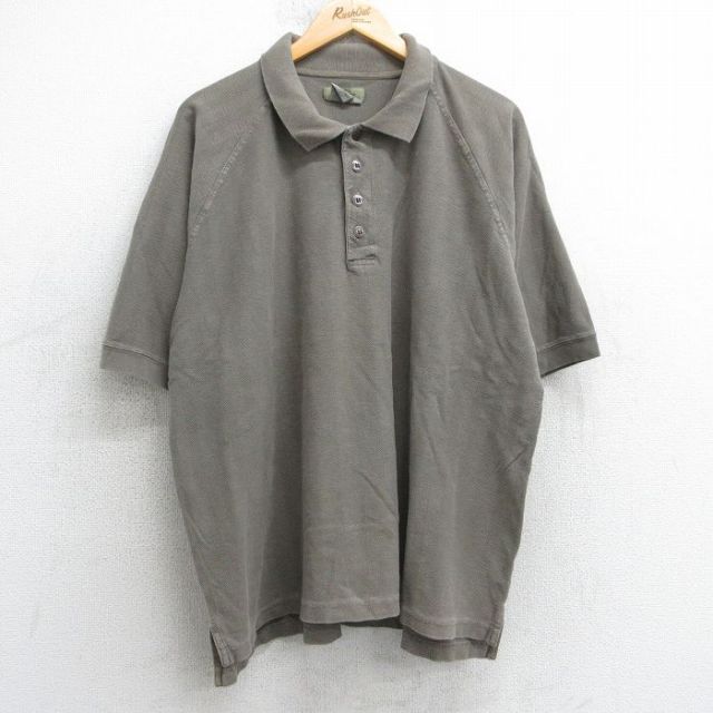 XL★古着 THE TERRITORY AHEAD 半袖 ポロ シャツ メンズ 鹿の子 ラグラン 大きいサイズ コットン 茶系 ブラウン 25jul18 中古 トップス