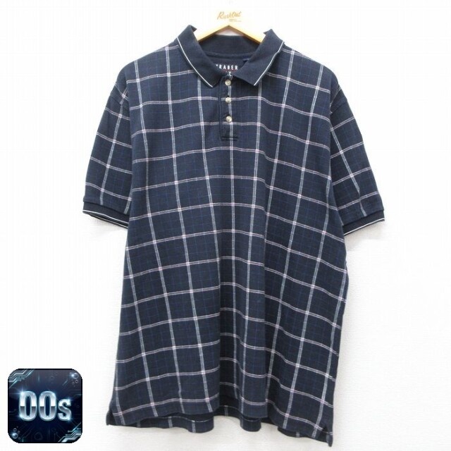 【50%OFF】00s 半袖ポロシャツ ネイビーチェック XL | 古着
