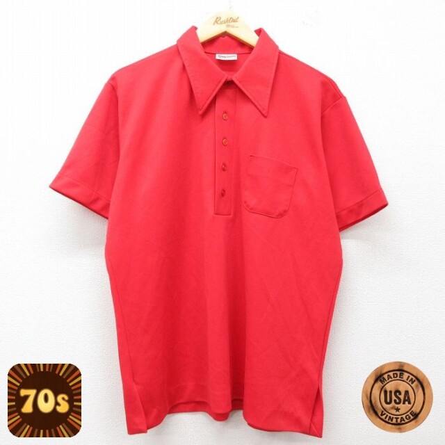 【50%OFF】キングルイ 70s 半袖ボウリングポロシャツ レッド XL | 古着