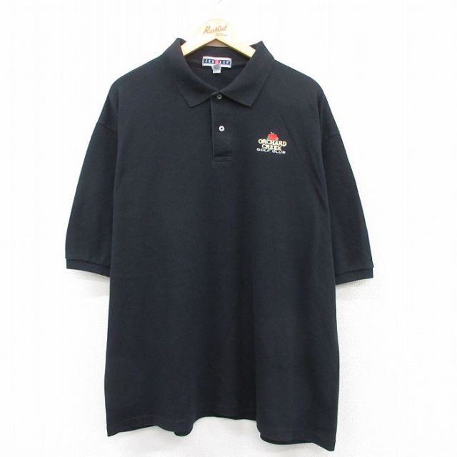 XL★古着 ジャージーズ 半袖 ポロ シャツ メンズ 00年代 00s ORCHARD CREEK 鹿の子 大きいサイズ 黒 ブラック 25jul22 中古 トップス