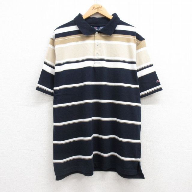 XL★古着 ビューグルボーイ 半袖 ポロ シャツ メンズ 濃紺他 ネイビー 25jul22 中古 トップス