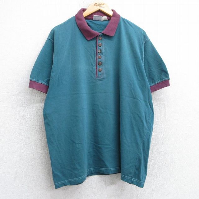 【50%OFF】XL★古着 半袖 ポロ シャツ メンズ 90年代 90s 大きいサイズ 緑 グリーン 25jul25 中古 トップス